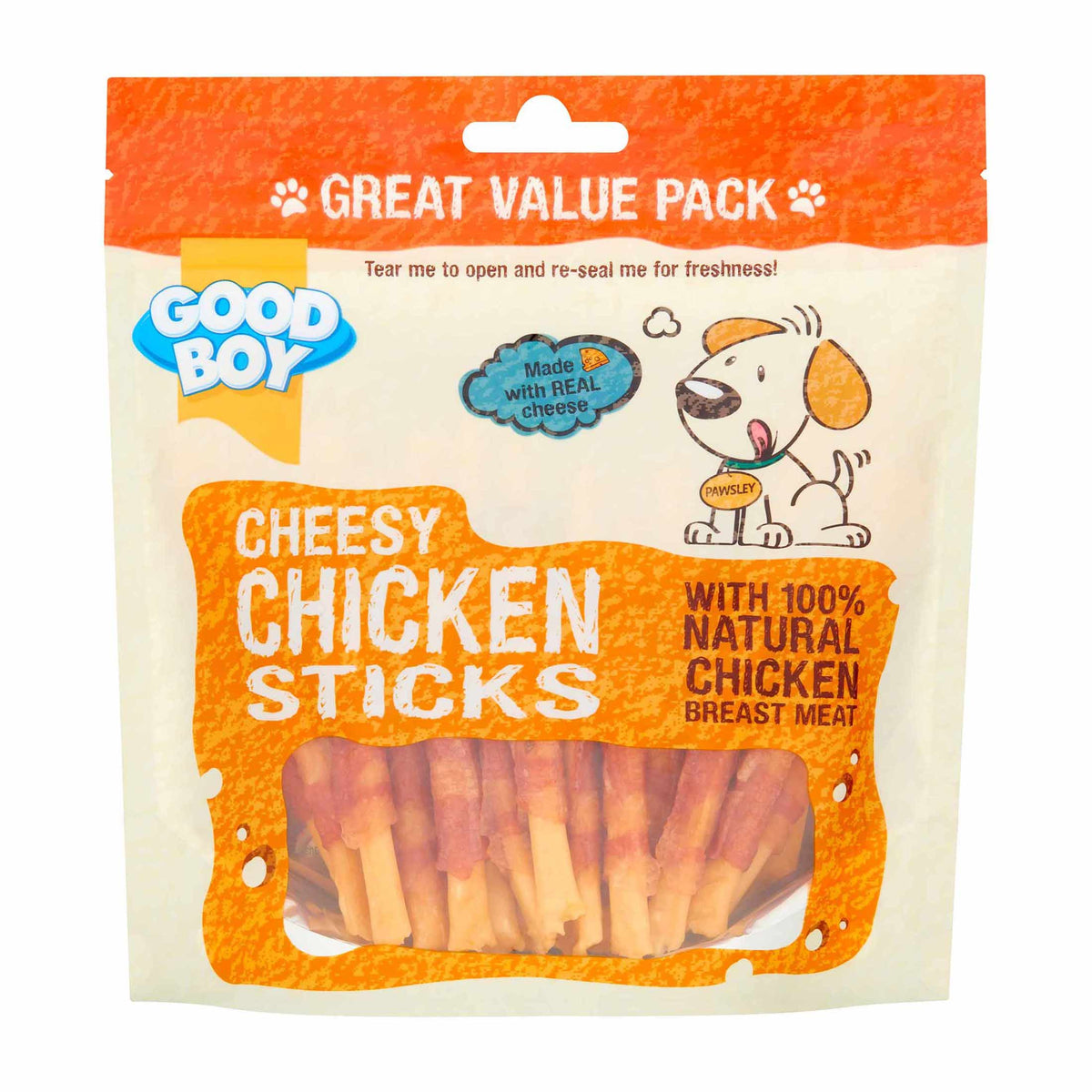 Good Boy Good Boy Pawsley Cheesy Stick Chicken Adult pet food packaging