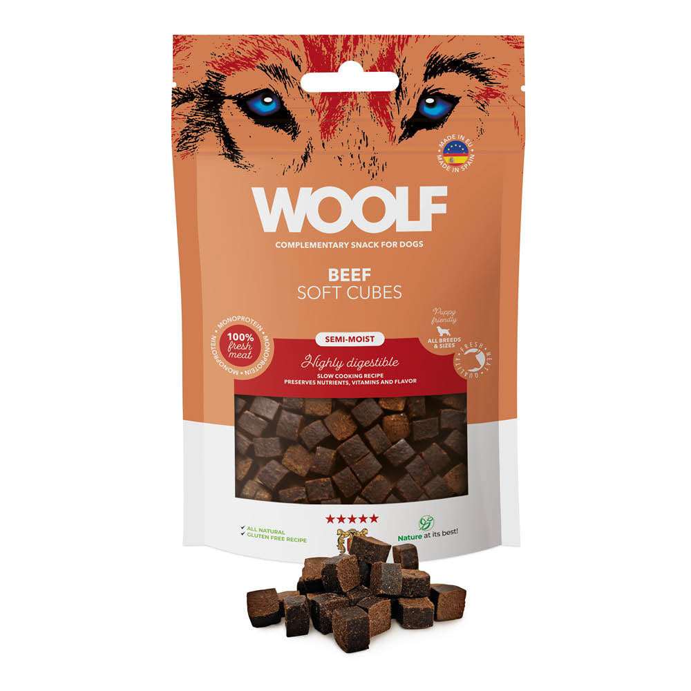 Woolf Soft Cubes Dog Snacks - Beef - 100g
