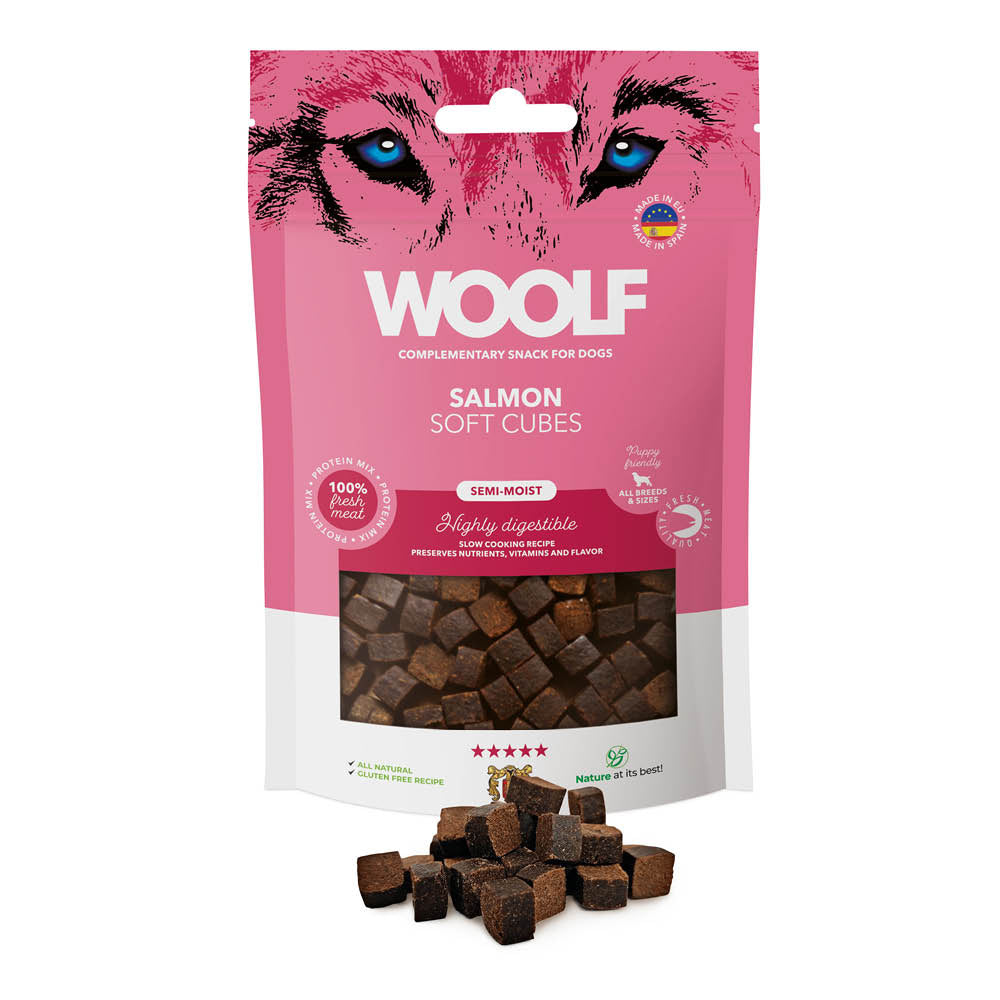 Woolf Soft Cubes Dog Snacks - Salmon - 100g