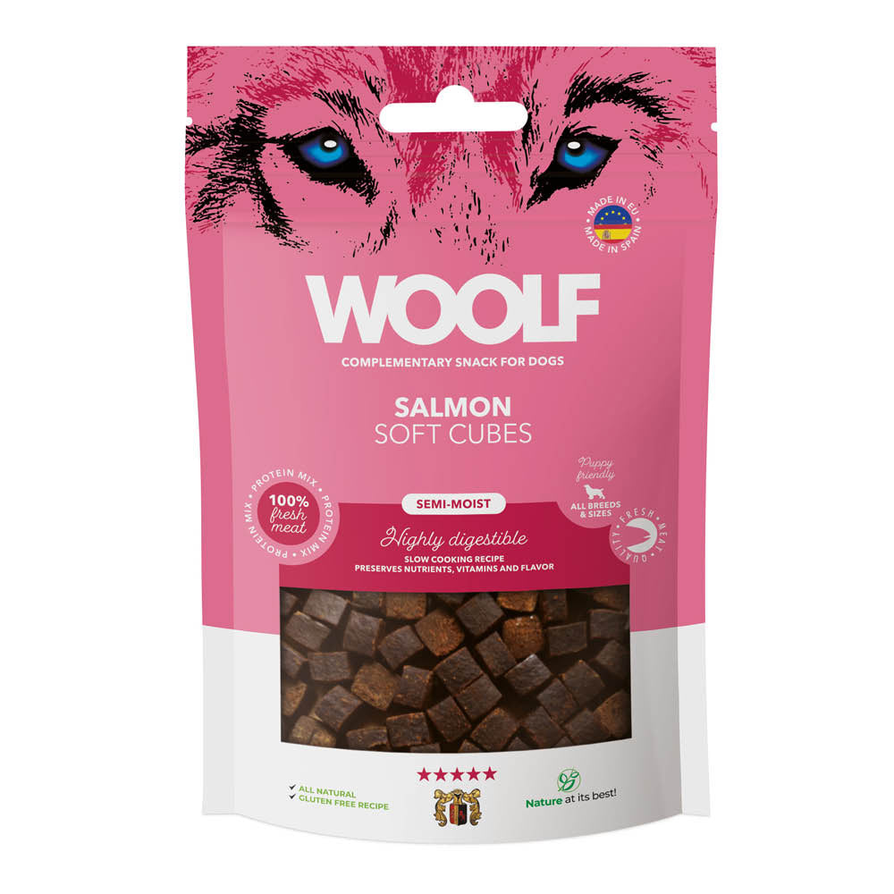 Woolf Soft Cubes Dog Snacks - Salmon - 100g
