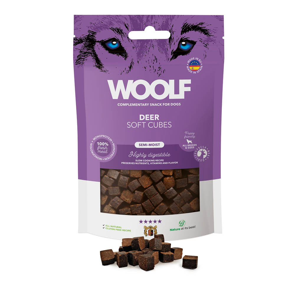 Woolf Soft Cubes Dog Snacks - Deer - 100g