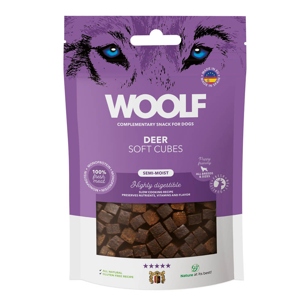 Woolf Soft Cubes Dog Snacks - Deer - 100g