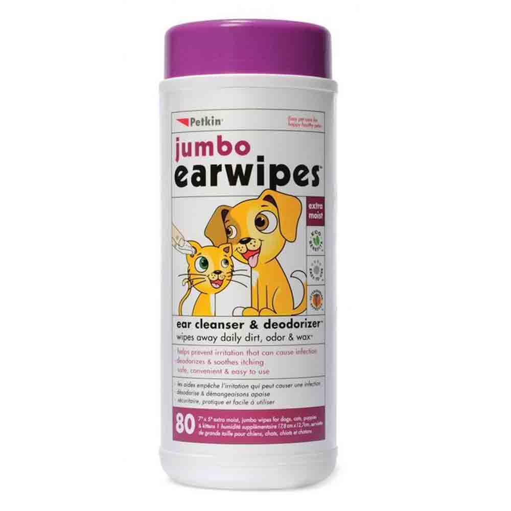 Petkin Jumbo Ear Wipes Pack of 80
