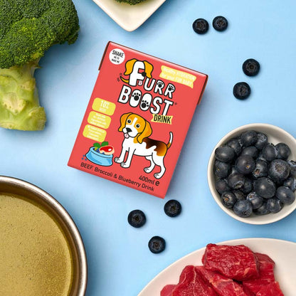 Furr Boost Hydration Drink for Dogs - Beef, Broccoli & Blueberry