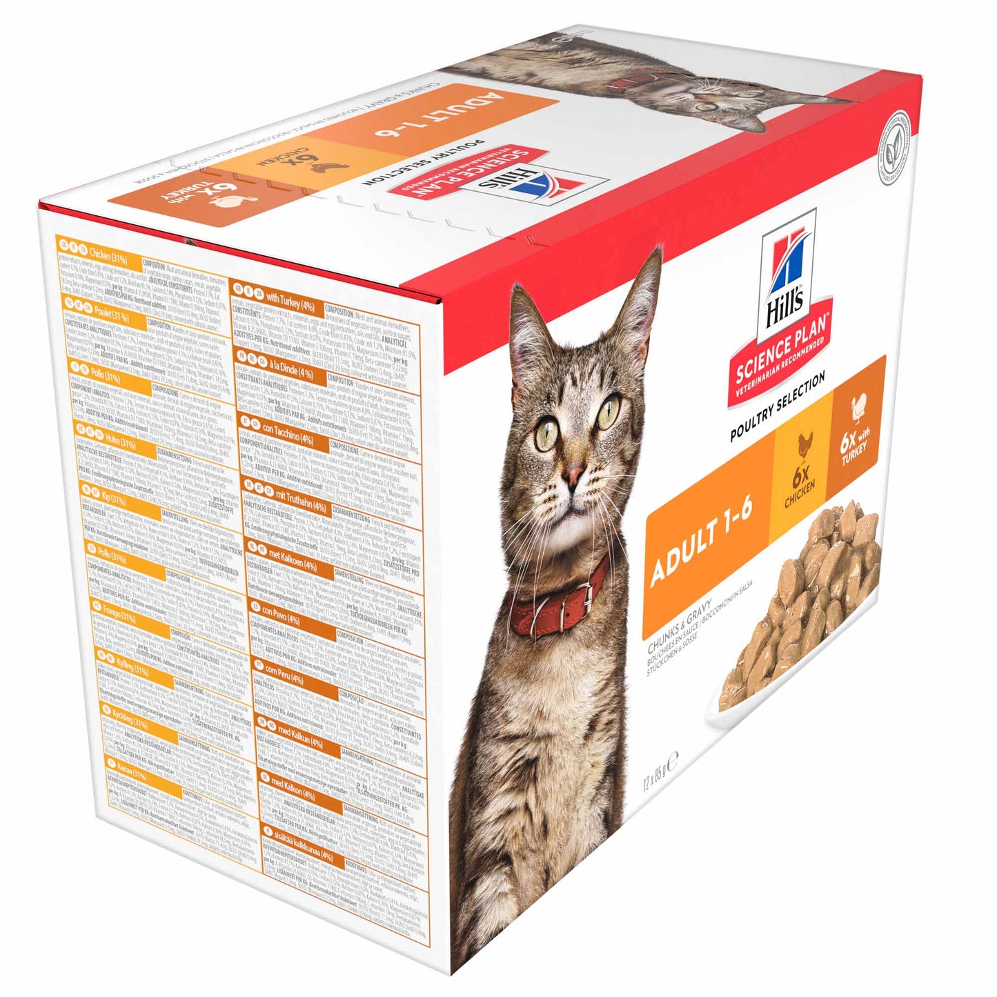 Hills Science Plan Adult Wet Cat Food - Poultry -  12x85g Pouches