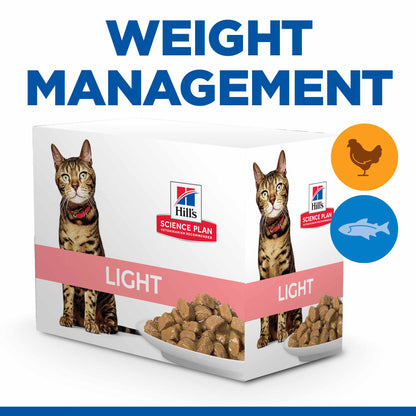 Hills Science Plan Light Adult Wet Cat Food - Favourite Selection - 12 x 85g Pouches