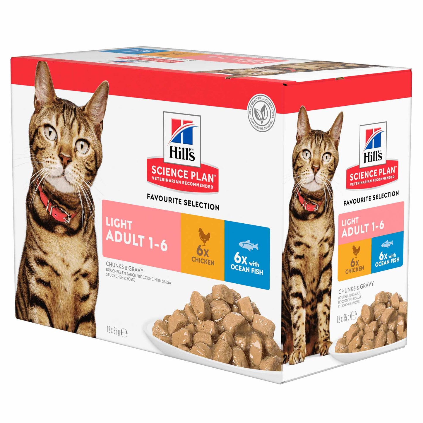 Hills Science Plan Light Adult Wet Cat Food - Favourite Selection - 12 x 85g Pouches