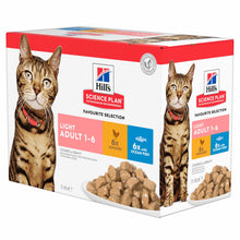 Hills Science Plan Light Adult Wet Cat Food - Favourite Selection - 12 x 85g Pouches