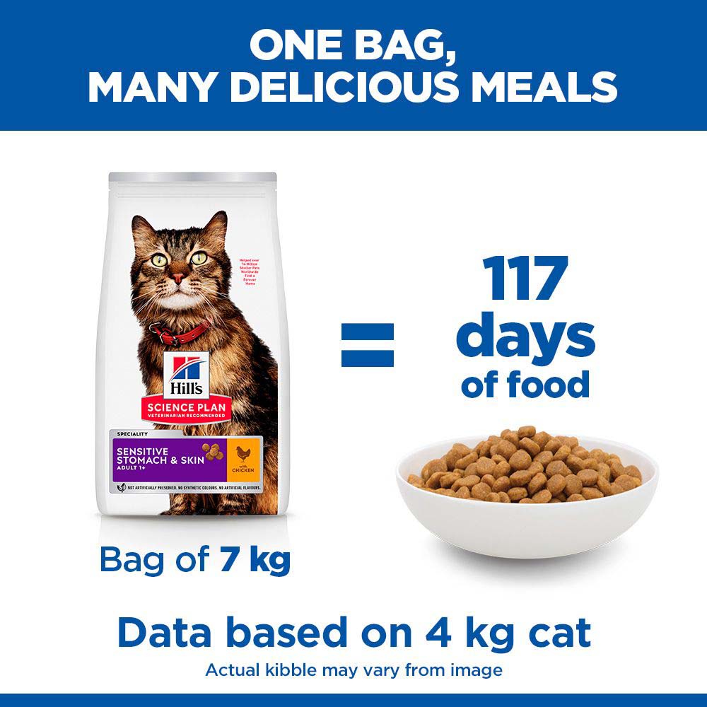 Hills Science Plan Adult Sensitive Stomach & Skin Dry Cat Food - Chicken