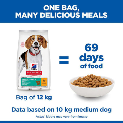 Hills Science Plan Perfect Weight Medium Breed Adult Dry Dog Food - Chicken