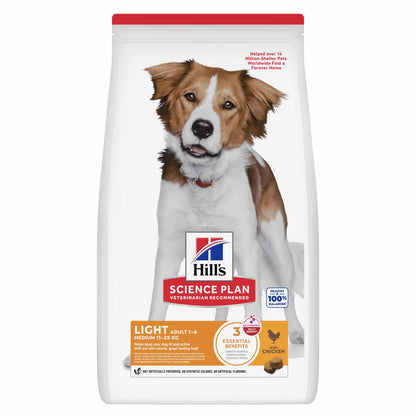 Hills Science Plan Light Medium Breed Adult Dry Dog Food - Chicken