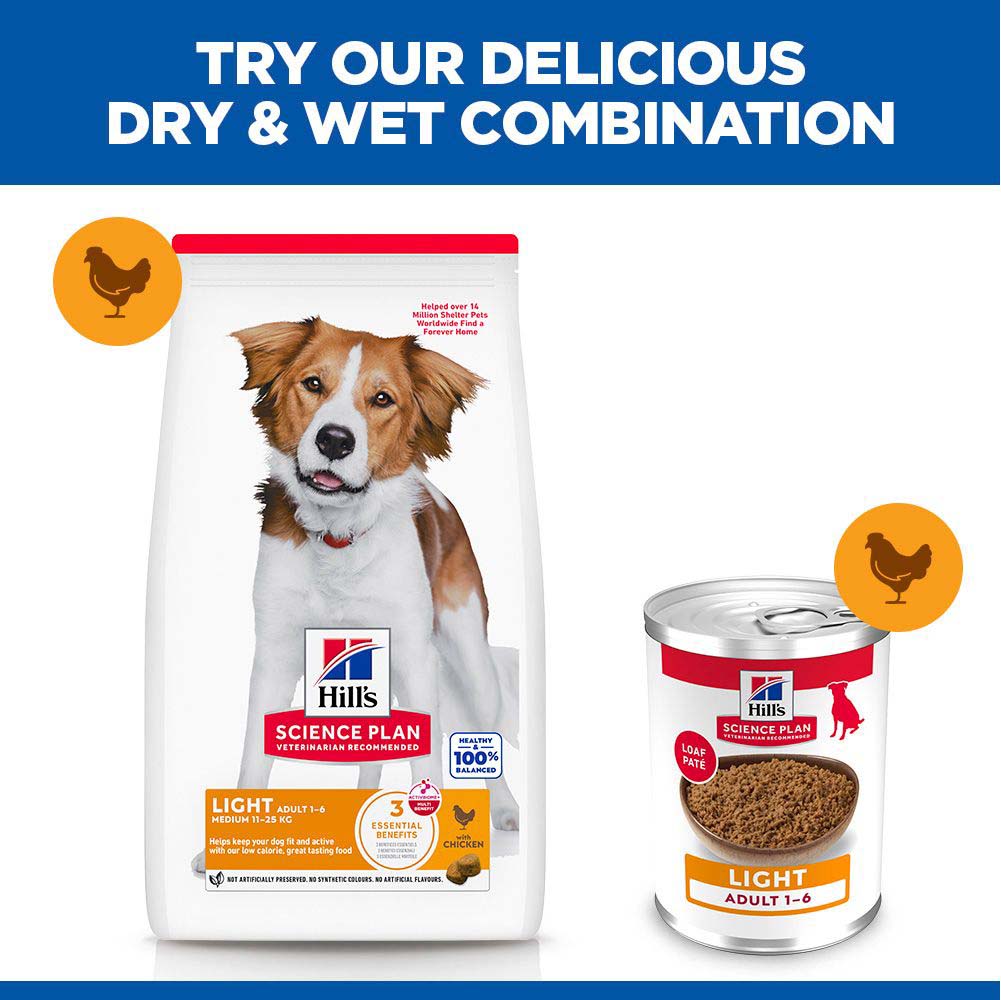 Hills Science Plan Light Medium Breed Adult Dry Dog Food - Chicken