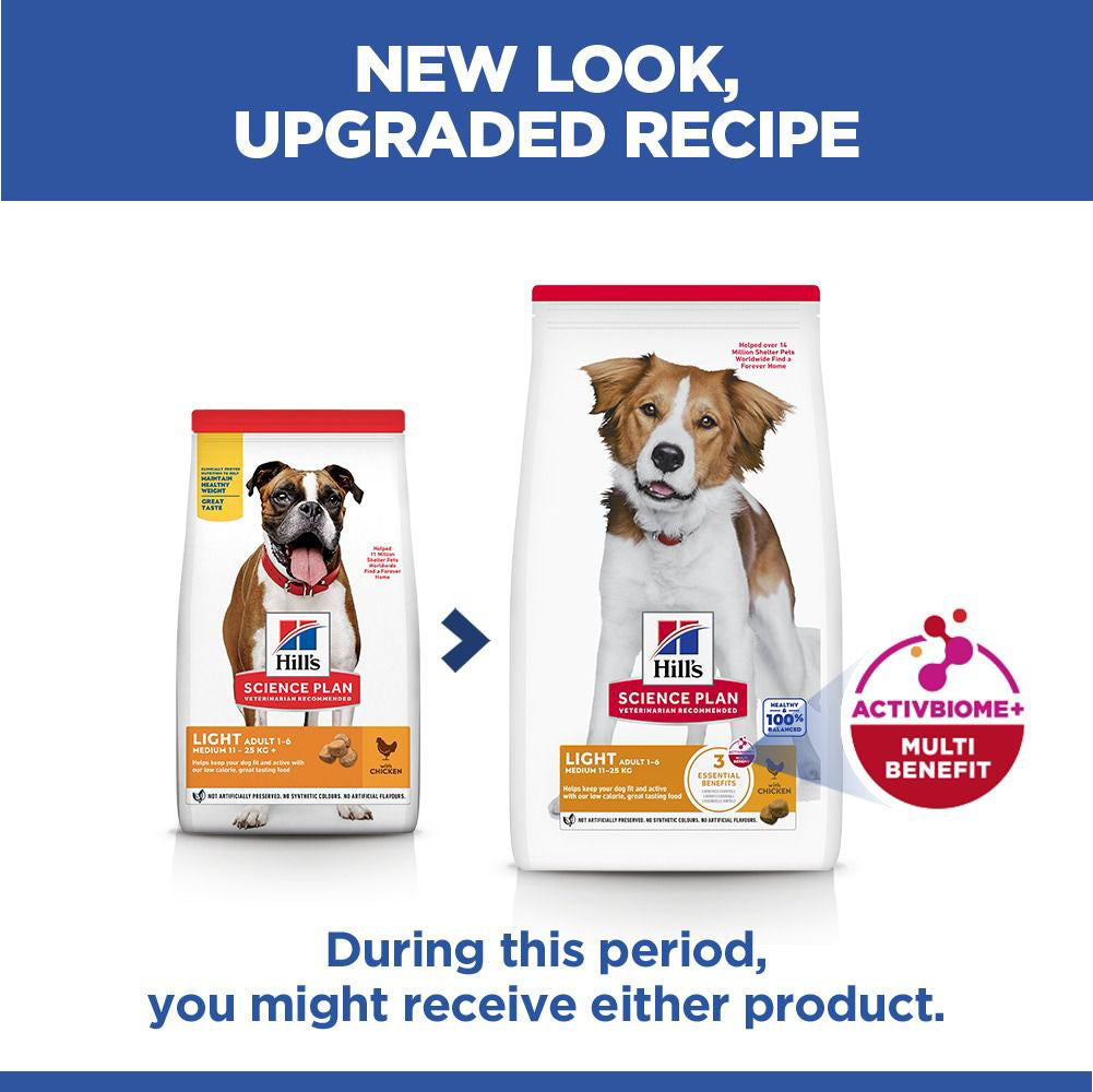 Hills Science Plan Light Medium Breed Adult Dry Dog Food - Chicken