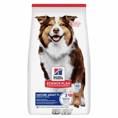 Hills Science Plan Medium Breed Mature 7 Years+ Dry Dog Food - Lamb & Rice
