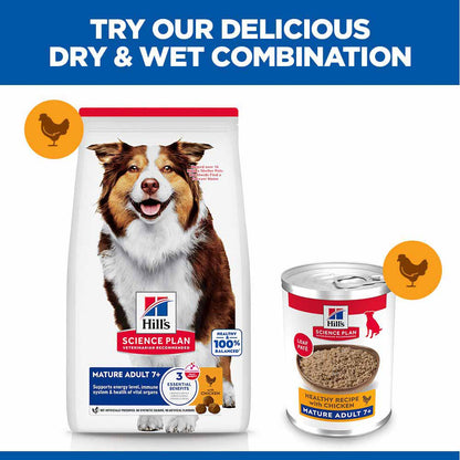 Hills Science Plan Mature Wet Dog Food - Chicken - 12x370g Cans