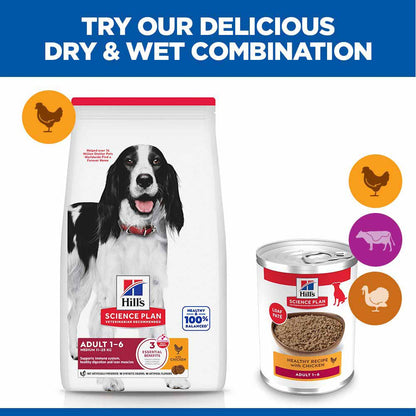 Hills Science Plan Adult Wet Dog Food - Chicken - 12x370g Cans