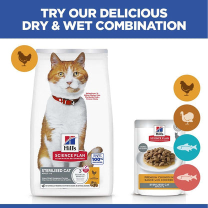 Hills Science Plan Sterilised Adult Dry Cat Food - Chicken