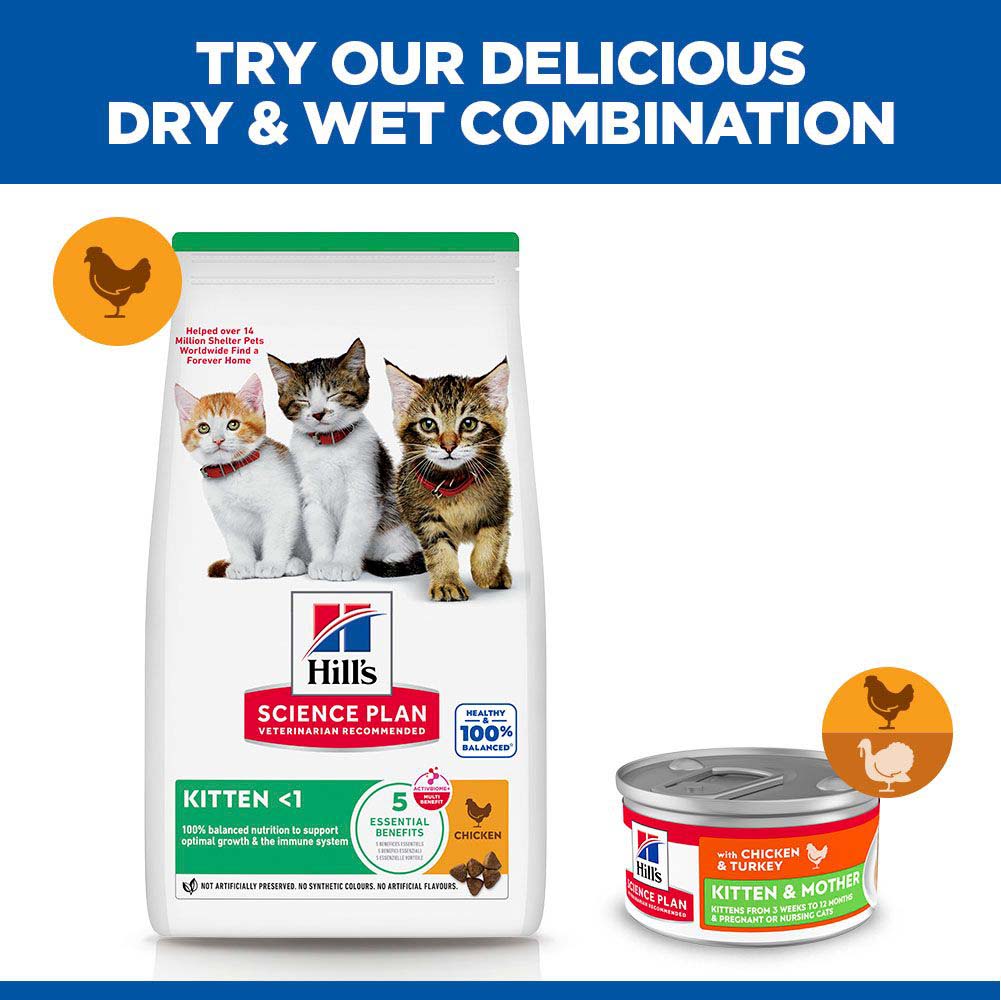 Hills Science Plan Kitten & Mother Tender Mousse Cat Food - Chicken & Turkey - 24x85g Cans