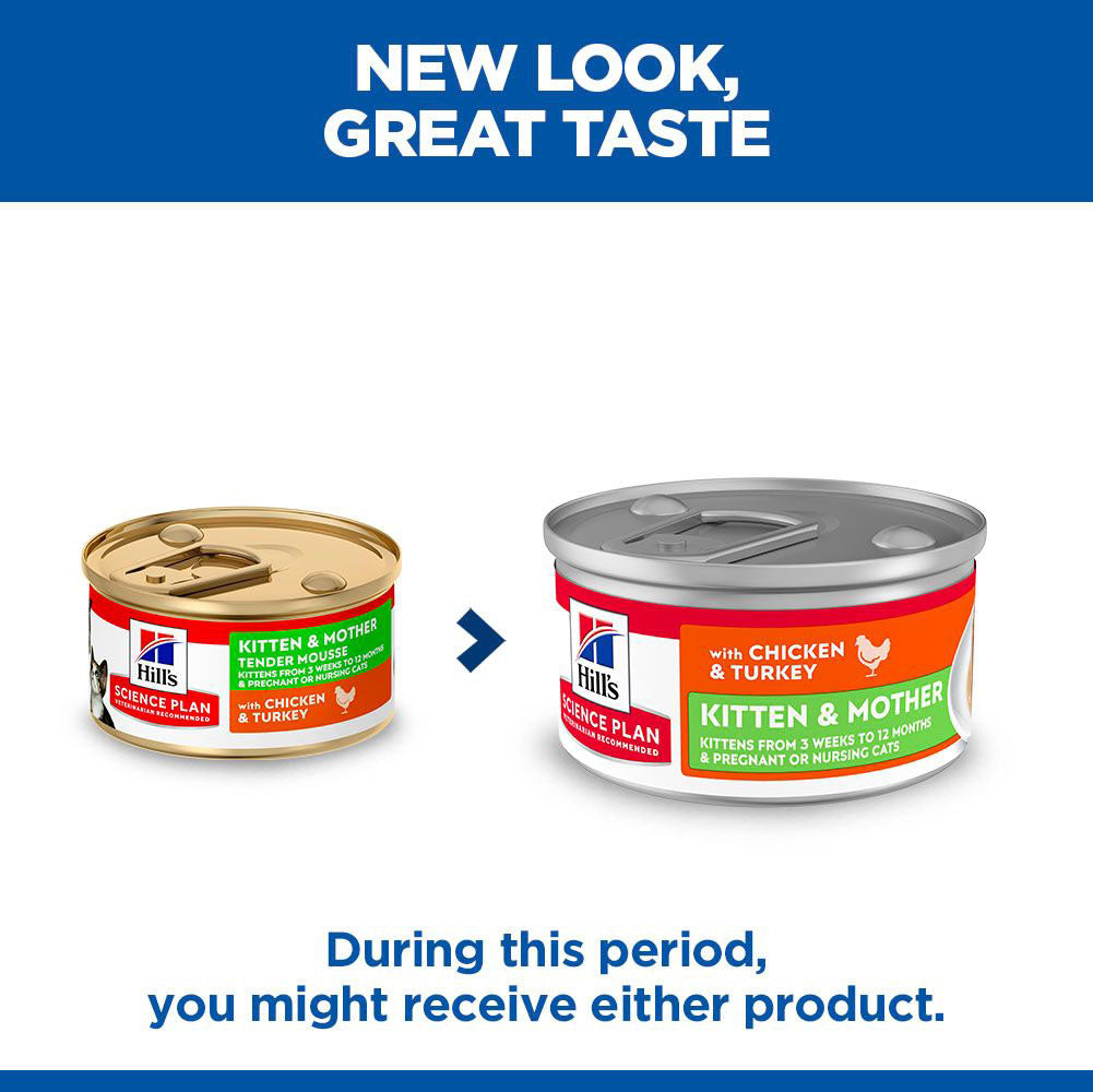 Hills Science Plan Kitten & Mother Tender Mousse Cat Food - Chicken & Turkey - 24x85g Cans