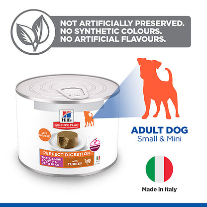 Hills Science Plan Perfect Digestion Small & Mini Adult Wet Dog Food - 12x200g Cans