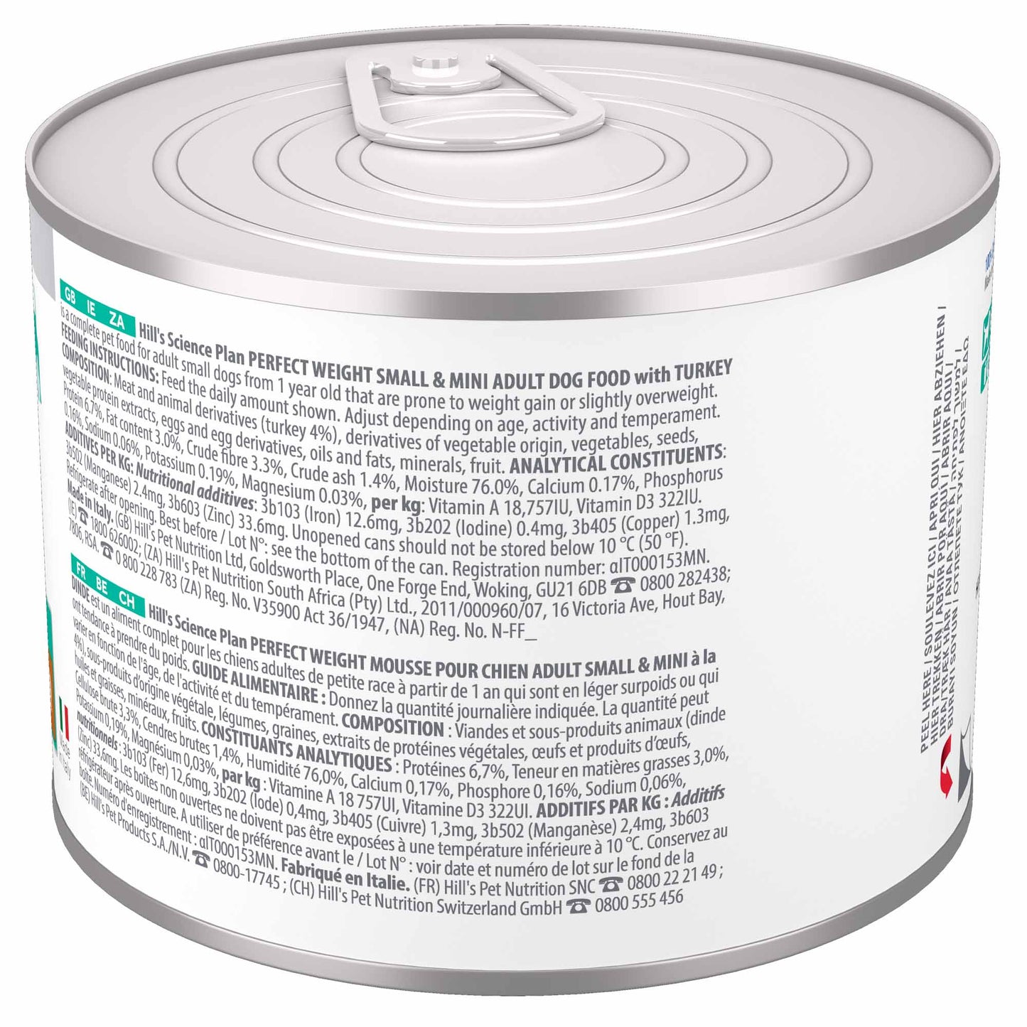 Hills Science Plan Adult Small & Mini Perfect Weight Wet Dog Food - Turkey - 12x200g Cans