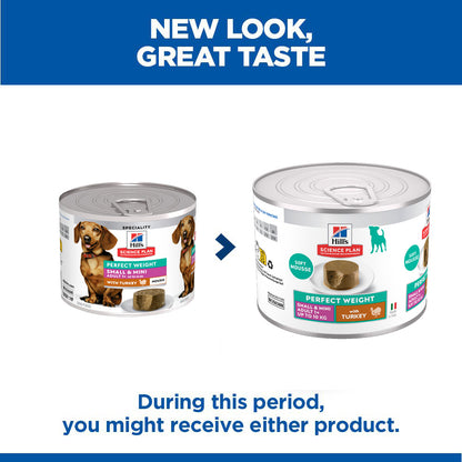 Hills Science Plan Adult Small & Mini Perfect Weight Wet Dog Food - Turkey - 12x200g Cans