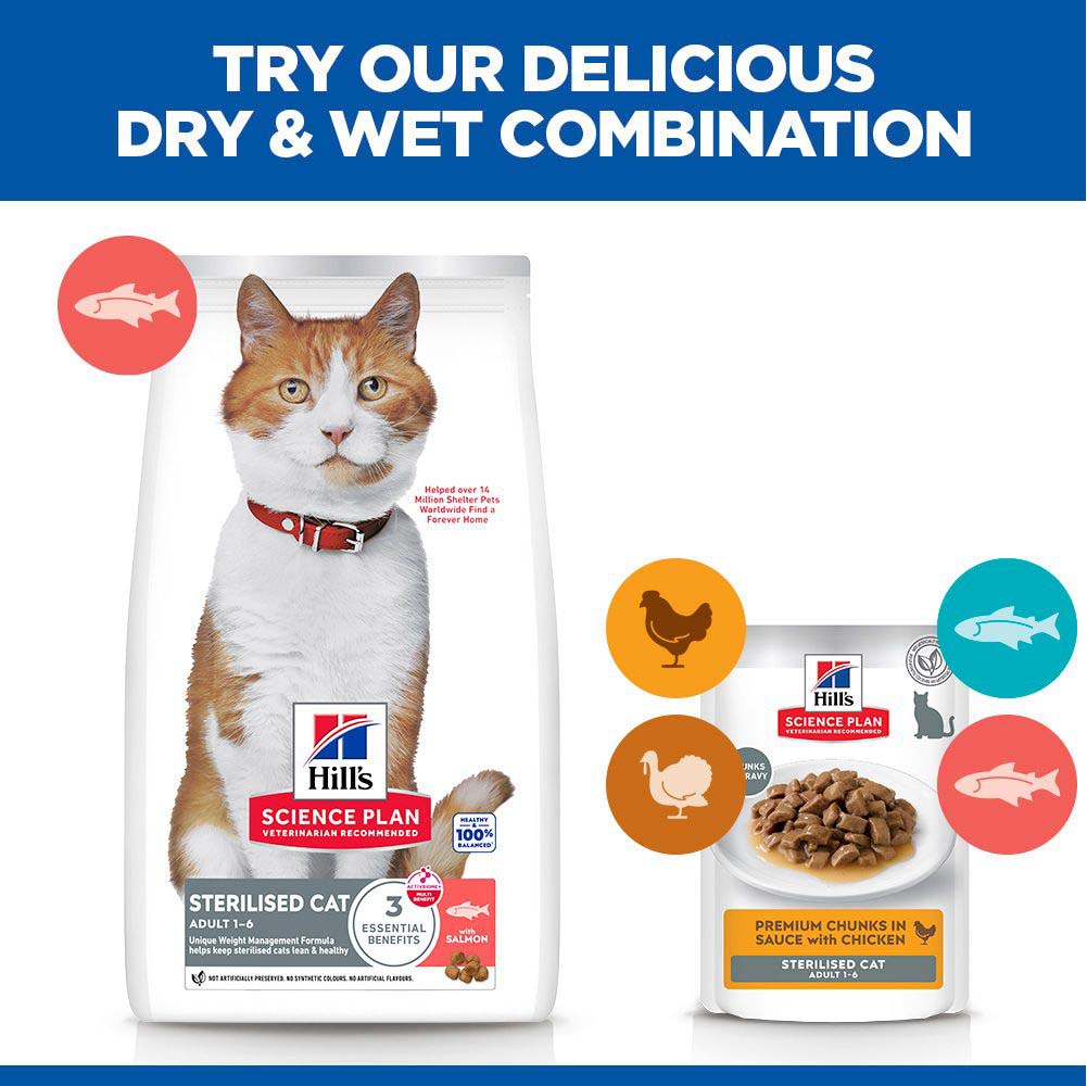 Hills Science Plan Sterilised Adult Dry Cat Food - Salmon