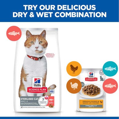Hills Science Plan Sterilised Adult Dry Cat Food - Salmon