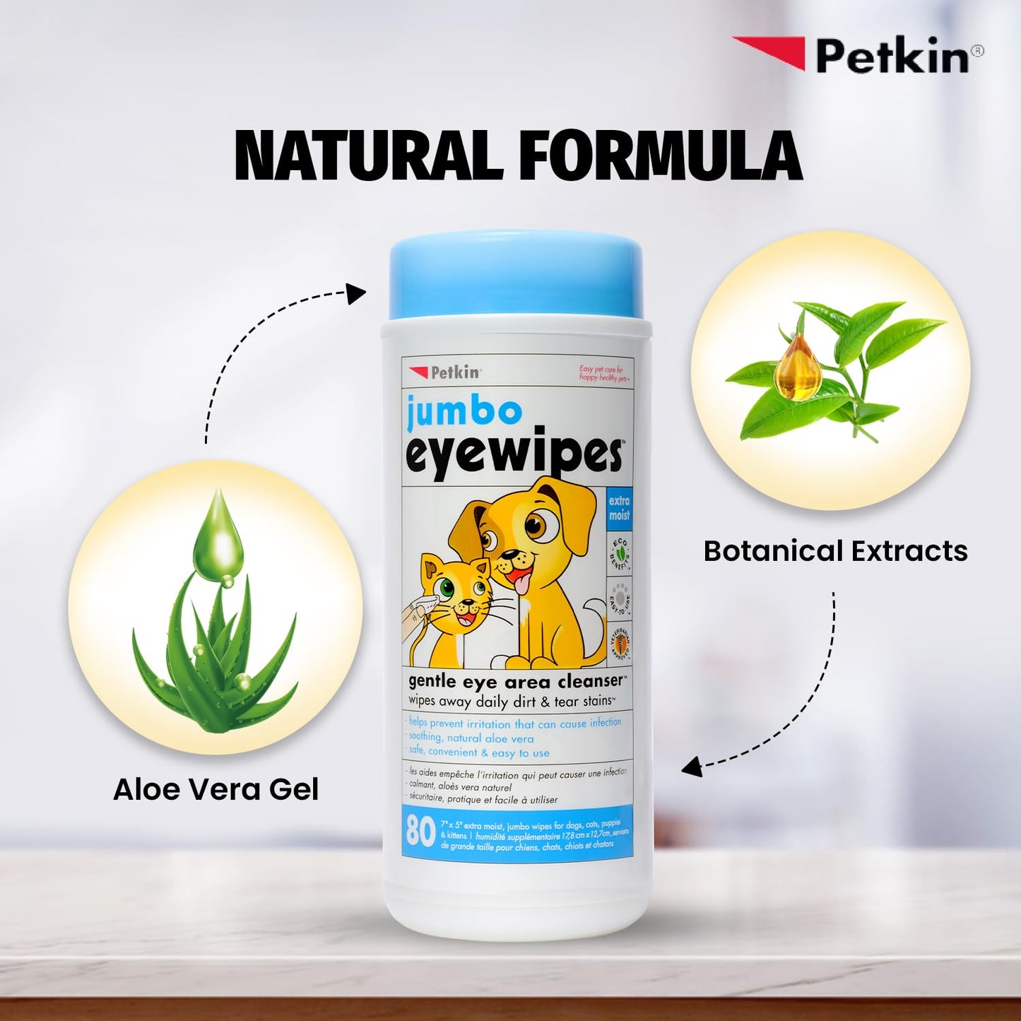 Petkin Jumbo Eye Wipes Pack of 80