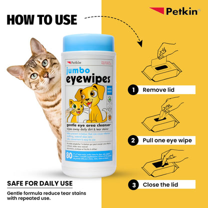 Petkin Jumbo Eye Wipes Pack of 80