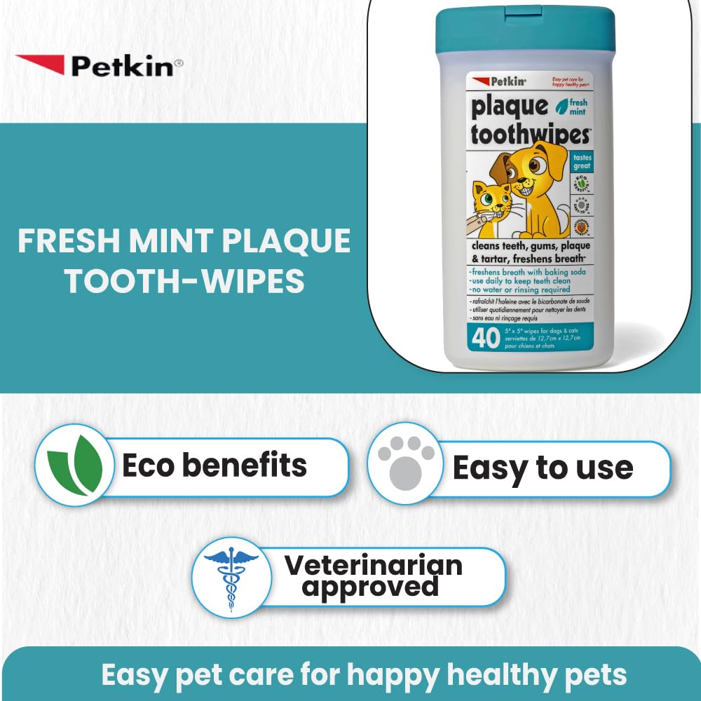 Petkin Tooth Wipes - Pack of 40