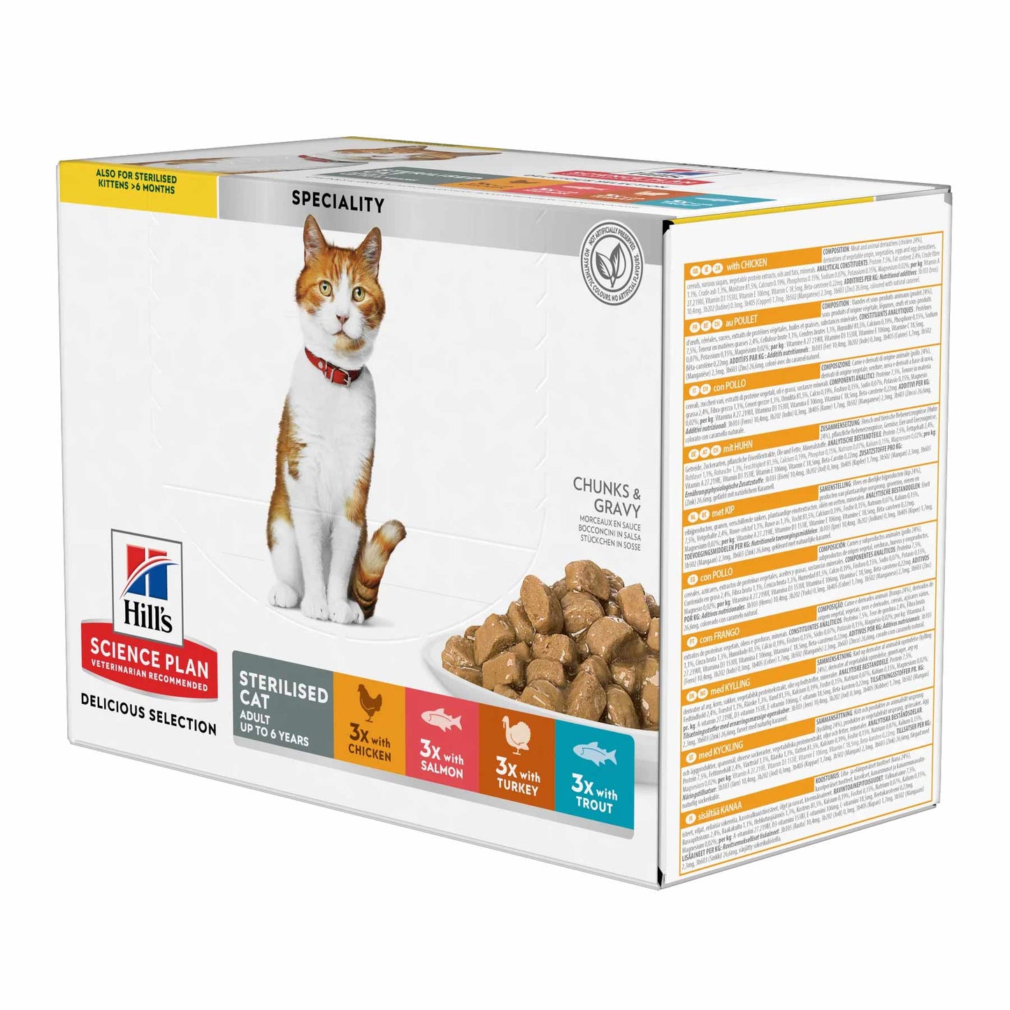 Hills Science Plan Sterilised Adult Wet Cat Food in Gravy - Multipack - 12x85g Pouches