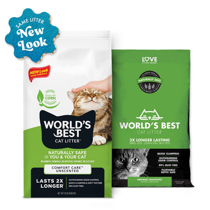 Worlds Best Comfort Care Unscented Clumping Cat Litter - 12.7kg