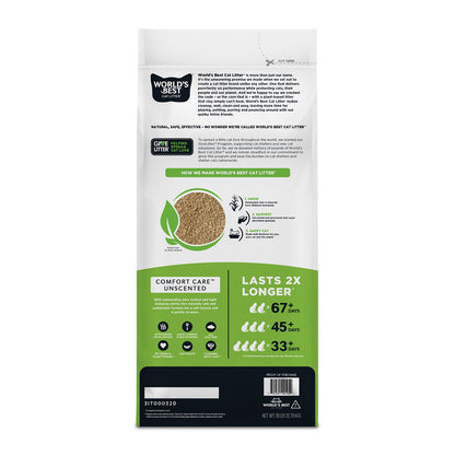 Worlds Best Comfort Care Unscented Clumping Cat Litter - 12.7kg