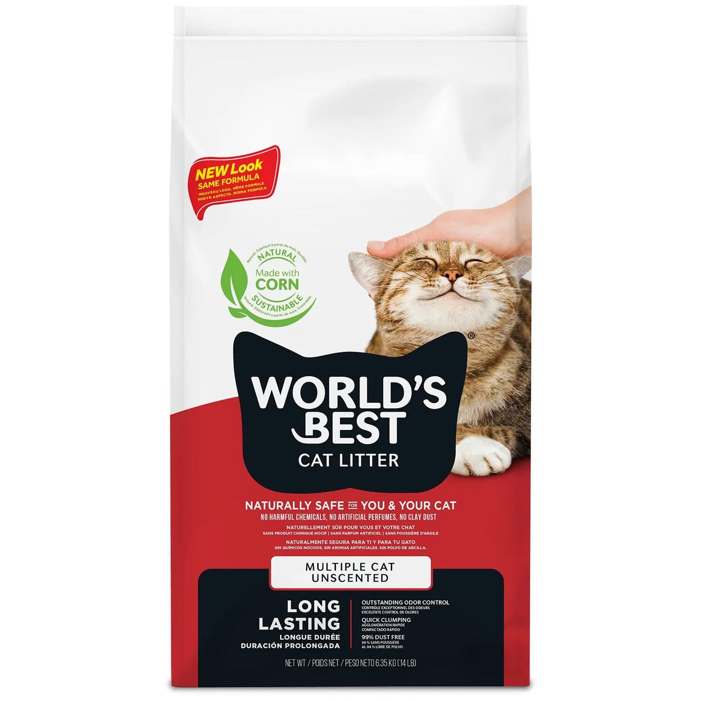 Worlds Best Multiple Cat Unscented Clumping Cat Litter - 6.35kg