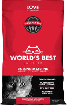 Worlds Best Multiple Cat Unscented Clumping Cat Litter - 6.35kg
