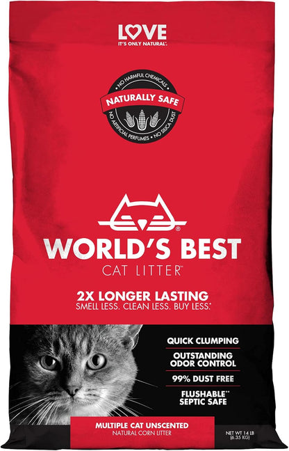Worlds Best Multiple Cat Unscented Clumping Cat Litter - 6.35kg