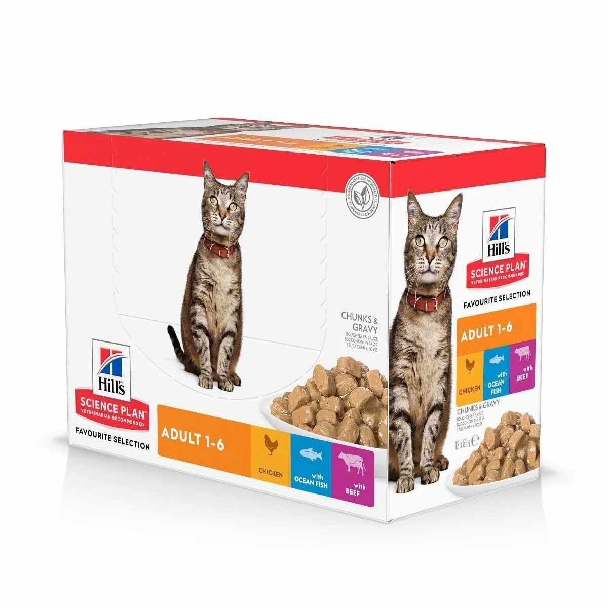 Hills Science Plan Adult Wet Cat Food in Gravy - Multipack - 12x85g Pouches