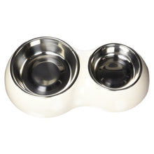 Catit Stainless Steel Double Diner Bowl - White - 2 x 9.5cm