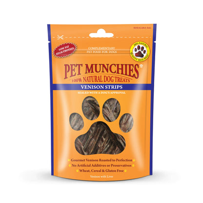 Pet Munchies Venison Strips Natural Dog Treats - 75g