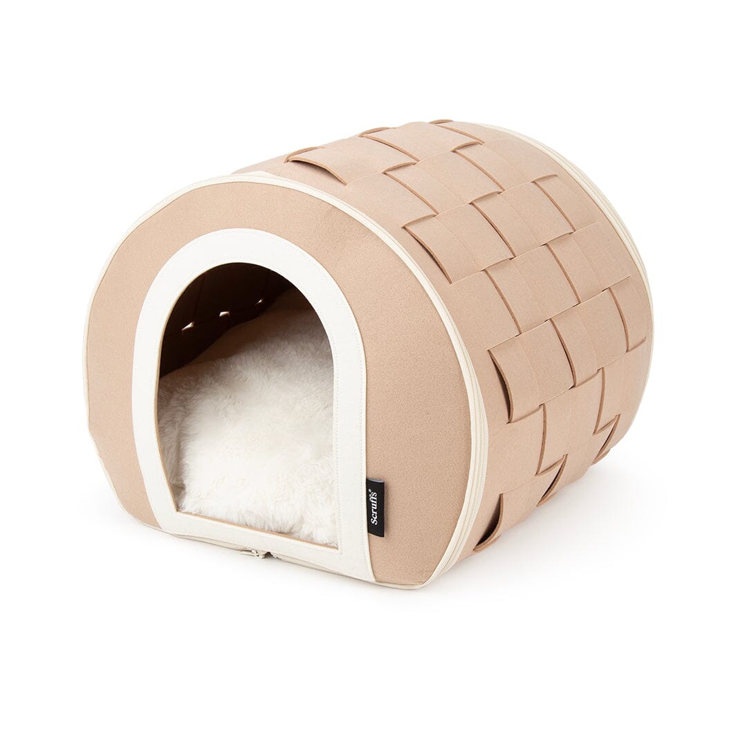 Scruffs Stockholm Felt Cave Cat Bed - Tan