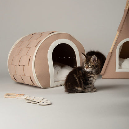 Scruffs Stockholm Felt Cave Cat Bed - Tan