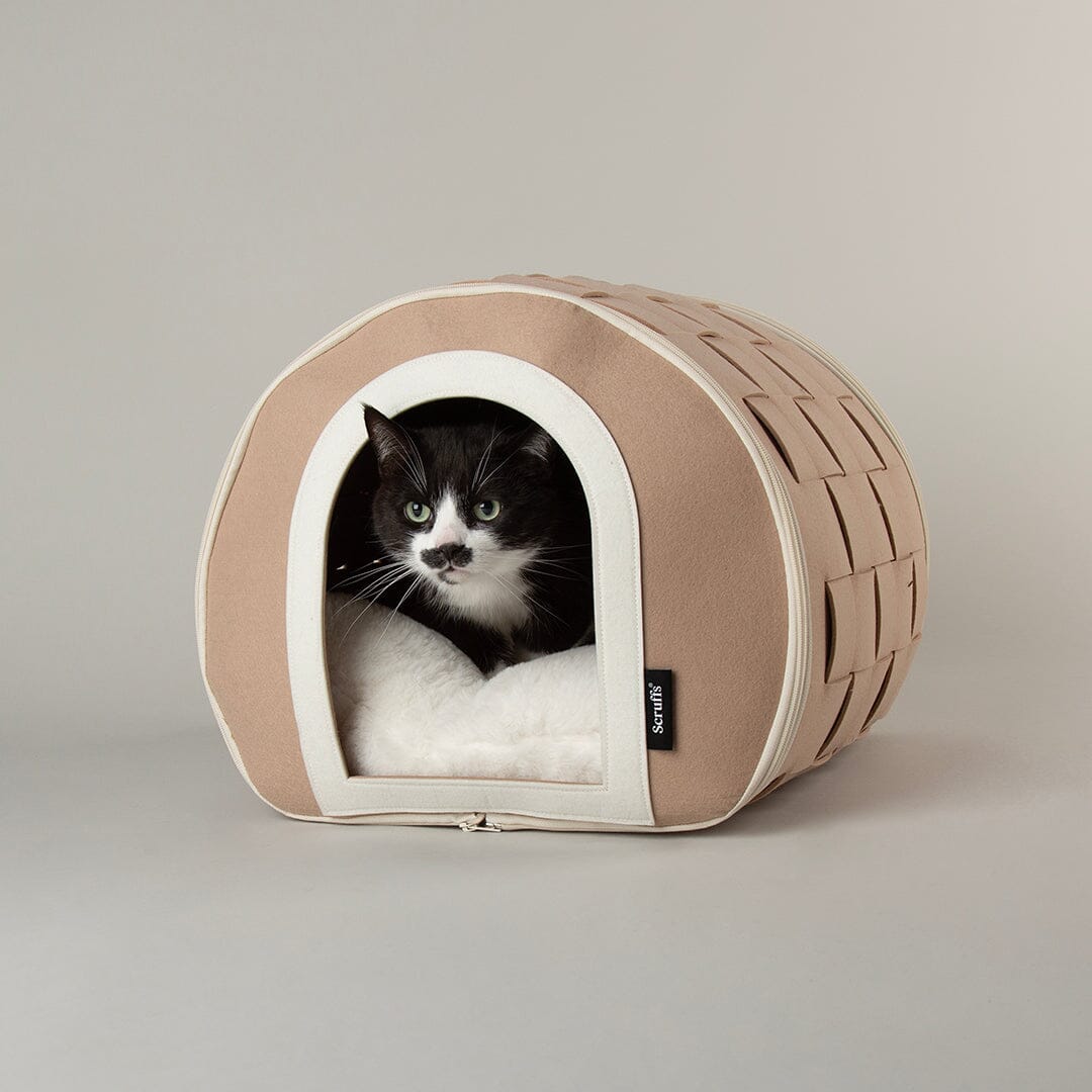 Scruffs Stockholm Felt Cave Cat Bed - Tan