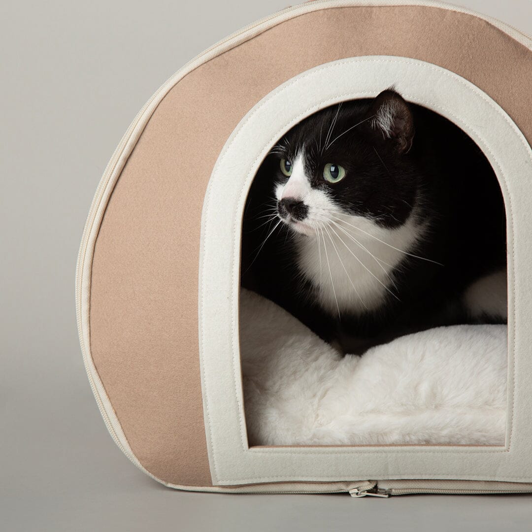 Scruffs Stockholm Felt Cave Cat Bed - Tan
