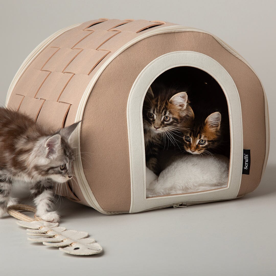 Scruffs Stockholm Felt Cave Cat Bed - Tan