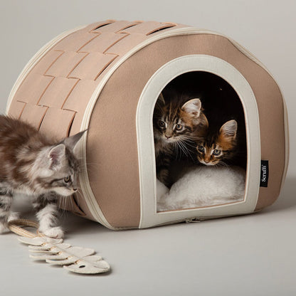 Scruffs Stockholm Felt Cave Cat Bed - Tan