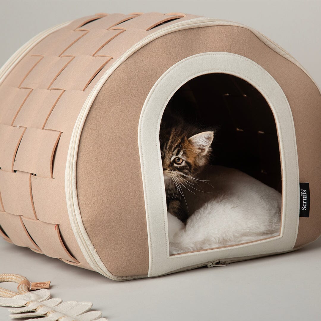 Scruffs Stockholm Felt Cave Cat Bed - Tan