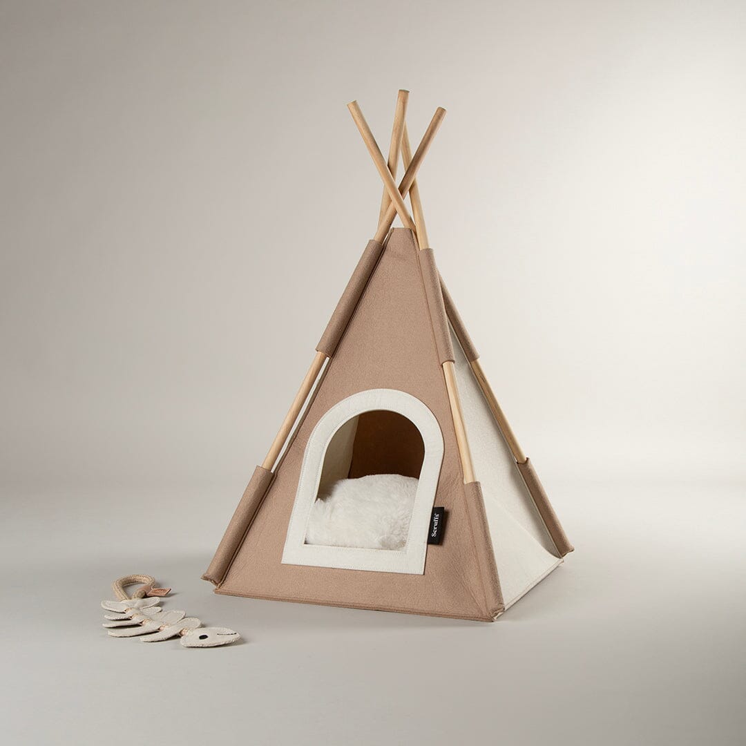 Scruffs Stockholm Felt TeePee Cat Bed - Tan