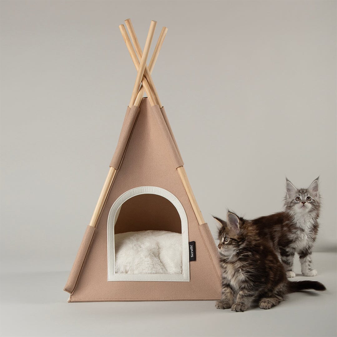 Scruffs Stockholm Felt TeePee Cat Bed - Tan