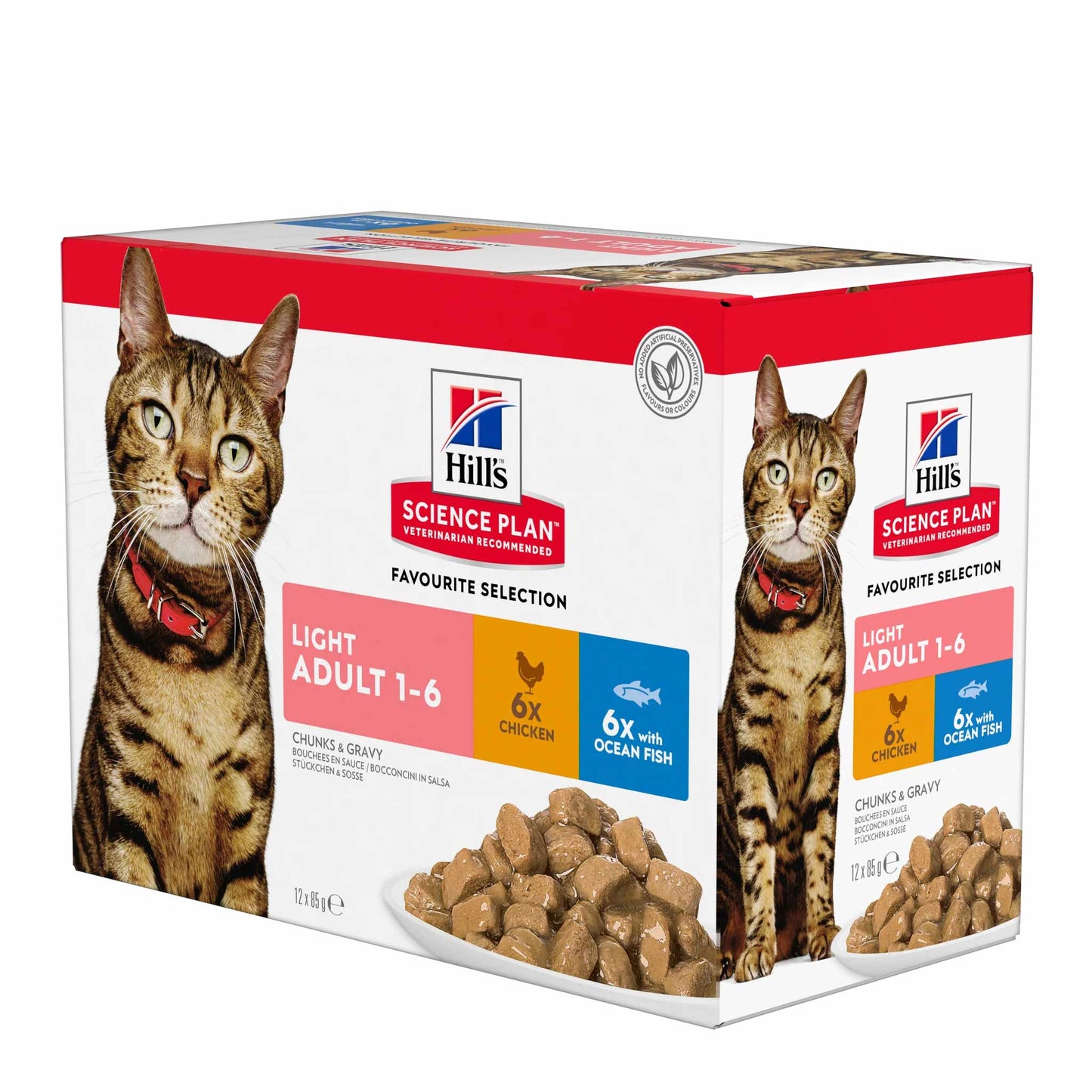 Hills Science Plan Light Adult Wet Cat Food - Favourite Selection - 12 x 85g Pouches